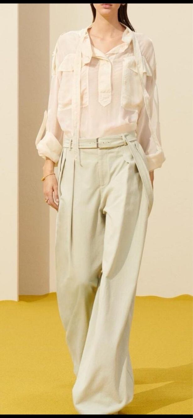 Zara SRPLS High Waist Belted Wide Leg 
Pants Size S Light Sage Cargo Trousers